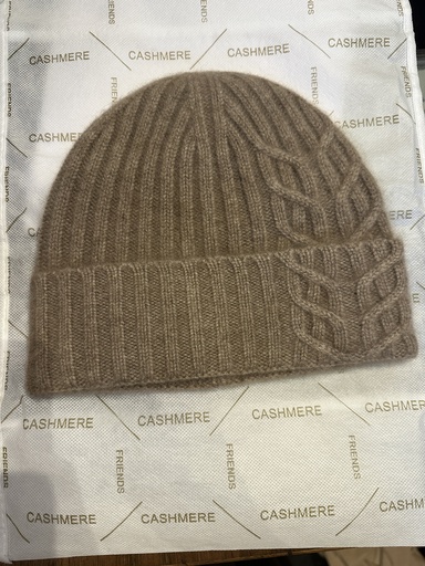 [BC310-Taupe] Stilbude - Cashmere Rib Flower Hat Beanie taupe