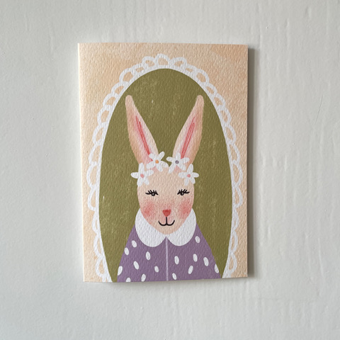 Elena Klein - Klappkarte mit Umschlag - Osterhase mit Blumenkranz