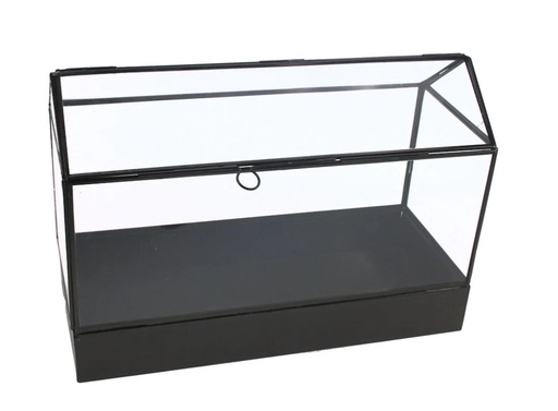 [23C9991] Meander - Glasvitrine Haus Glas/Metall schwarz 36x15x25cm