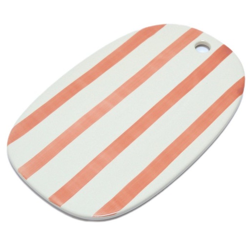[3100047] Keramikplatte Streep weiß rosa/orange gestreift