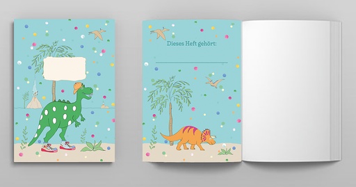 [Mi9801] Nobis Design - Notizheft A6 - m-illu Friends - Dinosaurierer Action