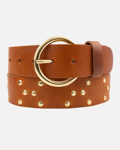 [AH-LCG-N] Amsterdam Heritage - Ledergürtel Iva Cognac mit goldenen Nieten