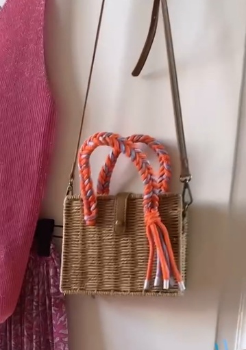 [IXHY240814] Irene Bag Rattan Geflecht mit orangener Kordel