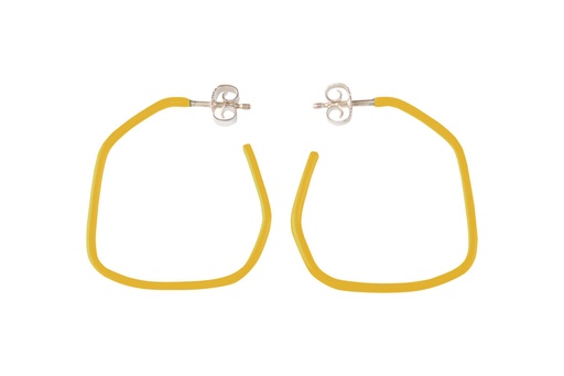 [LI1021] Lisa Kroeber Jewellery Art - Earrings Lines - Traffic Yellow 