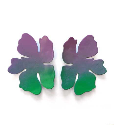 [Flower - lila- green] Lisa Kroeber Jewellery Art - Earrings Flowers - Signal Green/Lilac