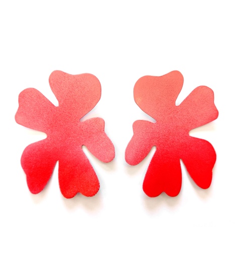 [Flower - pink] Lisa Kroeber Jewellery Art - Earrings Flowers - Traffic Red/Light Pink