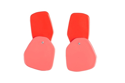 [DP-Red-Strawberry] Lisa Kroeber Jewellery Art - Earrings Double Petals, Traffic Red / Strawberry Red 