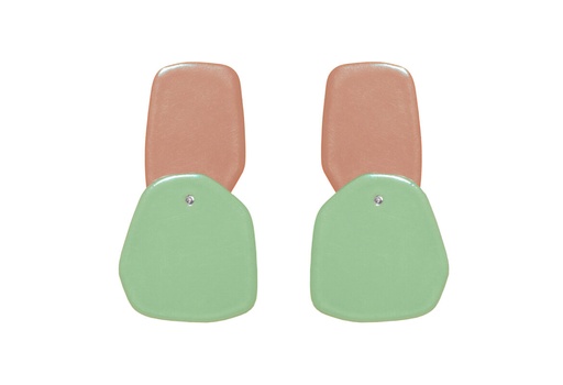 [DP-30126019] Lisa Kroeber Jewellery Art - Earrings Double Petals, Beige Red / Pastel Green 