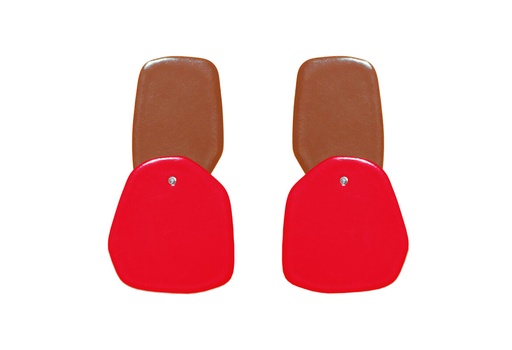 [DP-80043020] Lisa Kroeber Jewellery Art - Earrings Double Petals, Copper Brown / Traffic Red 