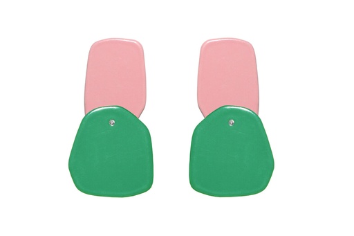 [DP-30156032] Lisa Kroeber Jewellery Art - Earrings Double Petals, Light Pink / Signal green