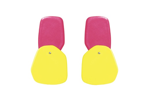 [DP-40101016] Lisa Kroeber Jewellery Art - Earrings Double Petals, Magenta / Sulfur Yellow