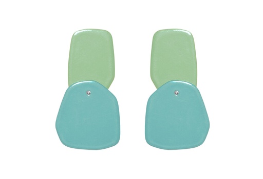 [DP-60196027] Lisa Kroeber Jewellery Art - Earrings Double Petals, Pastel Green / Pastel Turquoise 