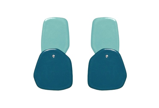 [DP-60275020] Lisa Kroeber Jewellery Art - Earrings Double Petals, Pastel Turquoise / Ocean Blue 