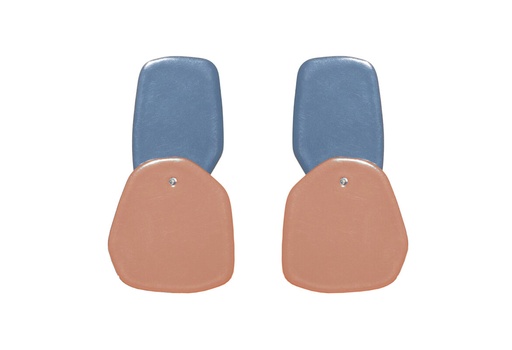 [DP-50143012] Lisa Kroeber Jewellery Art - Earrings Double Petals, Pigeon Blue / Beige Red 
