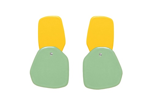 [DP-10216019] Lisa Kroeber Jewellery Art - Earrings Double Petals, Traffic Yellow / Pastel green