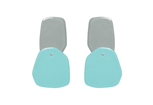 [DP-70406027] Lisa Kroeber Jewellery Art - Earrings Double Petals, Light Grey / Pastel Turquoise