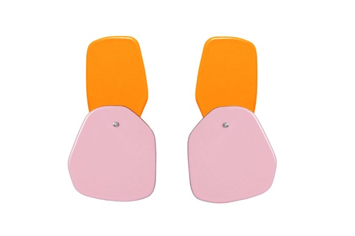 [DP-20033015] Lisa Kroeber Jewellery Art - Earrings Double Petals, Pastel Orange / Light Pink