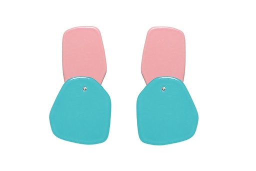 [DP-30155018] Lisa Kroeber Jewellery Art - Earrings Double Petals, Light Pink / Turquoise 