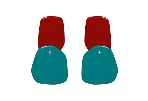[DP-30045020] Lisa Kroeber Jewellery Art - Earrings Double Petals, Purple Red / Ocean blue