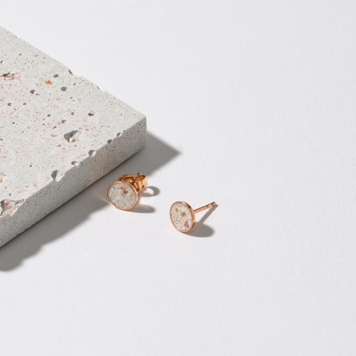 [4260664525431] Hartgut Buntbeton - 7mm Ohrstecker (Paar) Silberfassung vergoldet - Muschelbeton - Roségold Miesmuschel rose Glühende Atlantikmuschel
