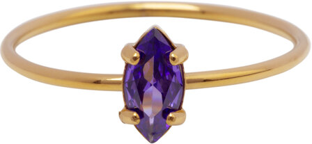 Charmins Ring - R1687 - Gold Ring Ellipse Lilac Cristal