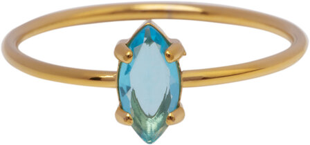 Charmins Ring - R1689 - Gold Ring Ellipse Lightblue Cristal