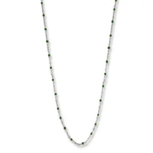 [4640-42-ext-s] Jeberg Jewellery - IVY beaded necklace 42+3 cm silver 