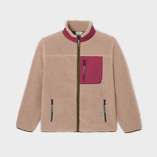 Billybelt - Unisex Sherpa Jacke - Natur/Bordeaux