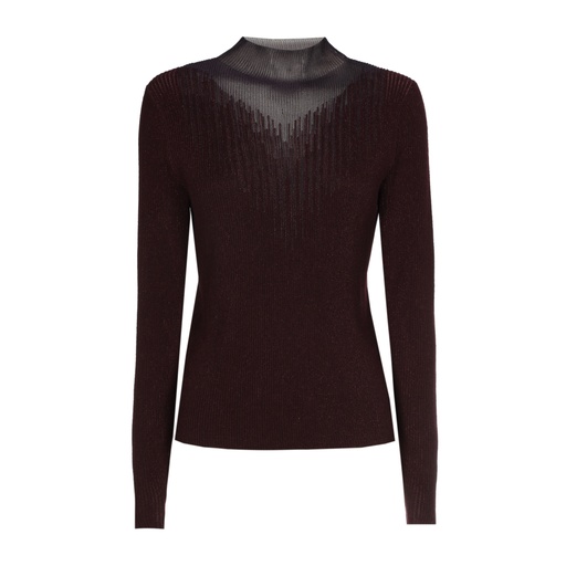 Caroline Biss - FITTED DRESSY PULLOVER IN RIBBED JERSEY plum