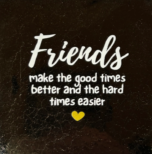 [06.10.25854] Yett Tiles - Fliese/Untersetzer - Friends make the good times better - gold/creme