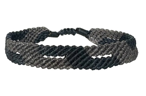[BLMACRAMEMEN02-AW25] LeJu - Bracelet Macrame Men light and dark grey polyester threads