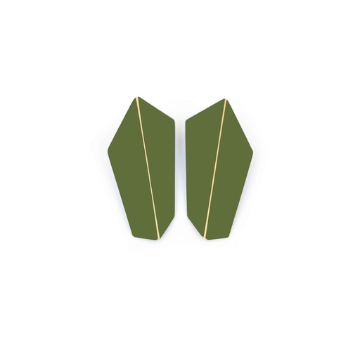 [FV-Fern-Green] Lisa Kroeber Jewellery Art - Earrings Folded Vertical - Fern Green