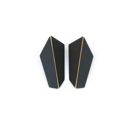 [FV-Jet-Black] Lisa Kroeber Jewellery Art - Earrings Folded Vertical - Jet Black