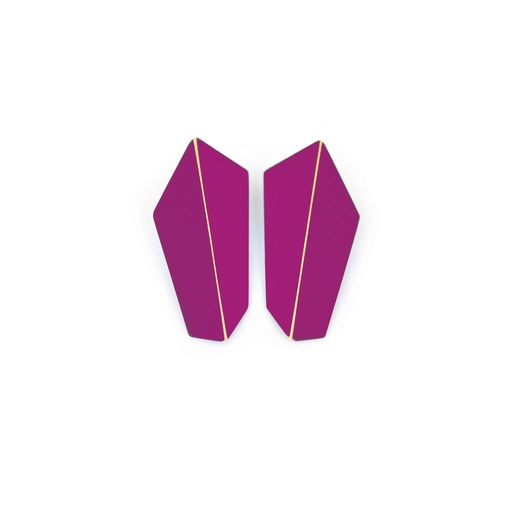 [FV-Traffic-Purple] Lisa Kroeber Jewellery Art - Earrings Folded Vertical - Traffic Purple