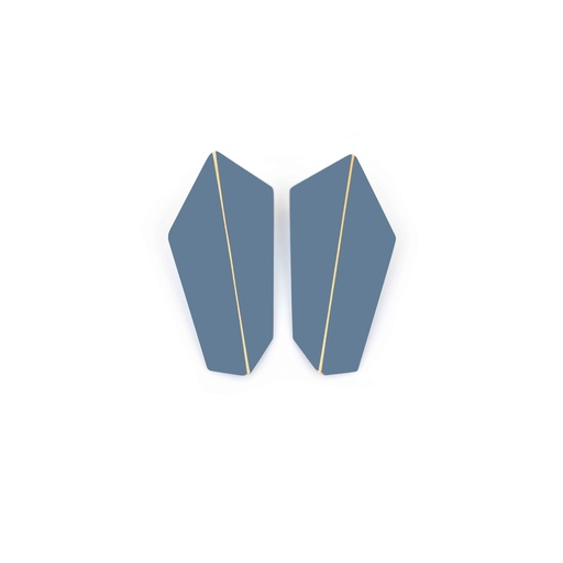 [FV-Pigeon-Blue] Lisa Kroeber Jewellery Art - Earrings Folded Vertical - Pigeon Blue 