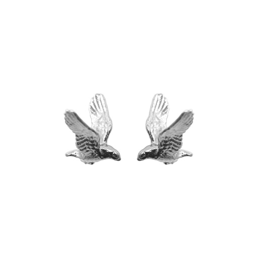 [ESB-Polished-Silver] Lisa Kroeber Jewellery Art - Earrings Birds Small - Light Polished Silver 