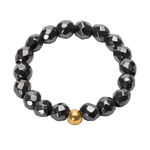 [6110ht] HCA - elastischer Ring - Let’s enjoy nature - Hämatit- vergoldet 