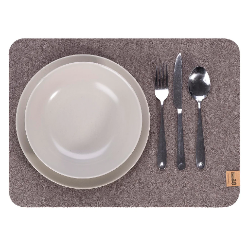 [16084-352] Maxx Factory / Kontor 28 - 2er Set Tischsets RUNDAD 4mm rPET - aus up-, recycling Filz - #352 naturmeliert - Größe XXL 45x33 cm