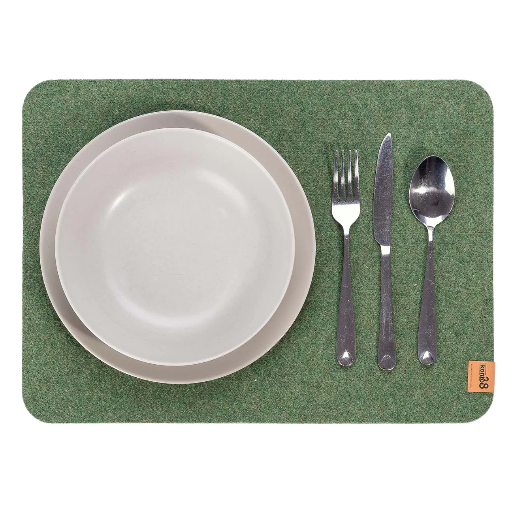 [16084-salbei] Maxx Factory / Kontor 28 - 2er Set Tischsets RUNDAD 4mm rPET - aus up-, recycling Filz - Salbei - Größe XXL 45x33 cm