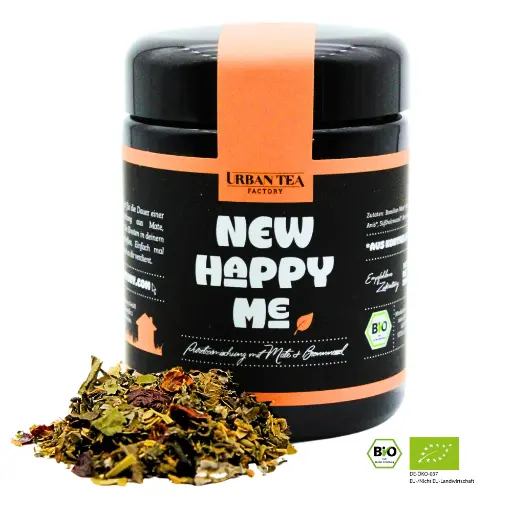 [UTFTG051] Urban Tea - New Happy Me - Bio Puretoxmischung mit Mate & Brennnessel im Violettglas - 50g