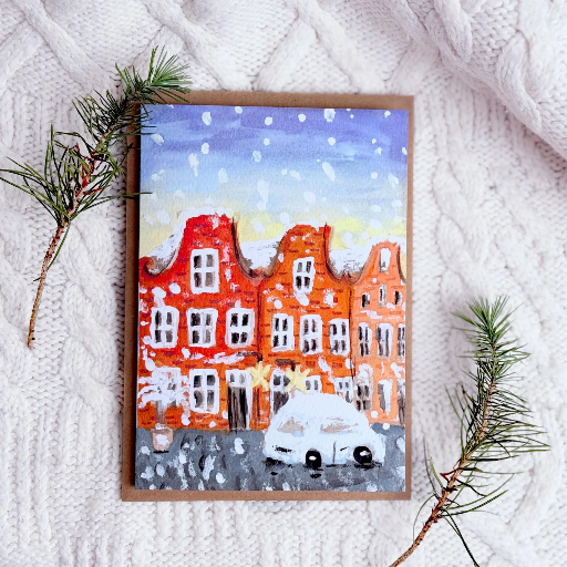 Elena Klein - Klappkarte mit Umschlag - Schnee im holländischen Viertel
