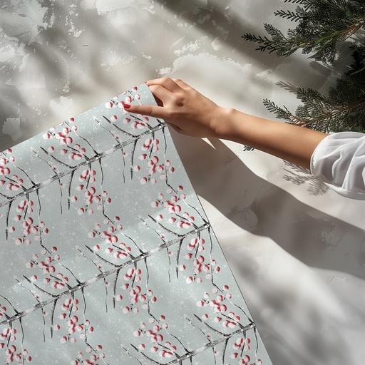 Elena Klein - Geschenkpapierbogen - Rote Beeren im Schnee - 100g, 420x600mm, Offset-Druck