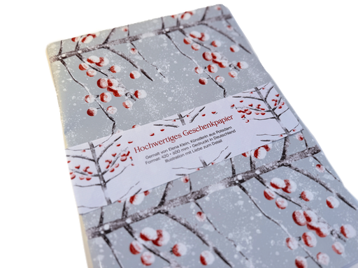 Elena Klein - 3er Set Geschenkpapierbogen - Rote Beeren im Schnee - 100g, 420x600mm, Offset-Druck