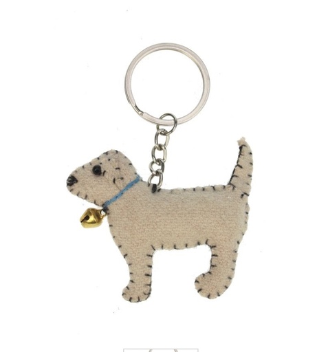 [21M250] Meander - Schlüsselanhänger Hund braun Filz 6,5x1x5/9cm