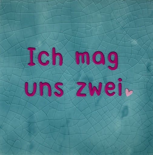 [D09.10.26025] Yett Tiles - Fliese/Untersetzer - Ich mag uns zwei - grün/knallrosa