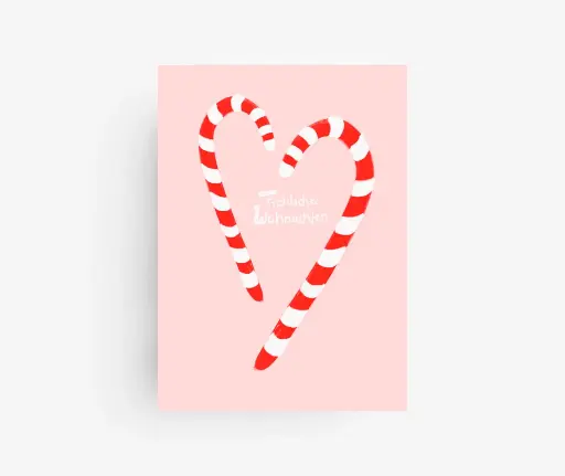 Hej Ibiza - Postkarte - Zuckerstangen Herz (Frohe Weihnachten)