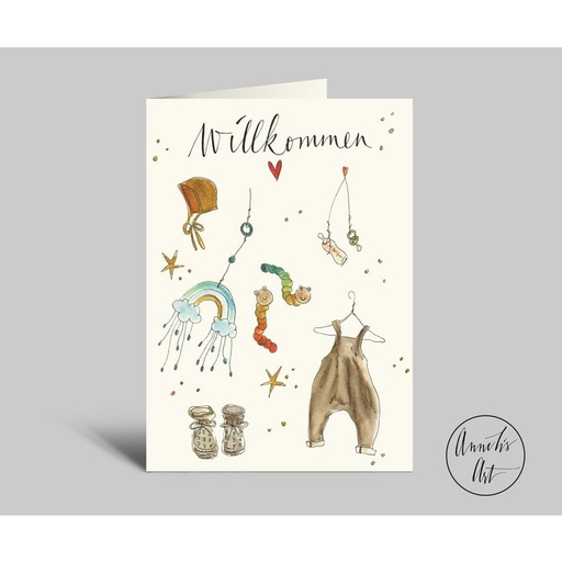 [SW10300] Annelis Art - Klappkarte mit Umschlag - Karte zur Geburt, Erstausstattung, Willkommen