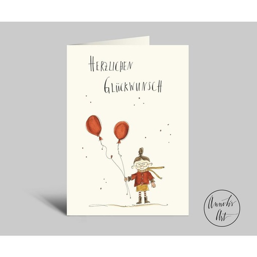 [SW10340] Annelis Art - Klappkarte mit Umschlag - Geburtstagskarte Mädchen mit Ballons, herzlichen Glückwunsch