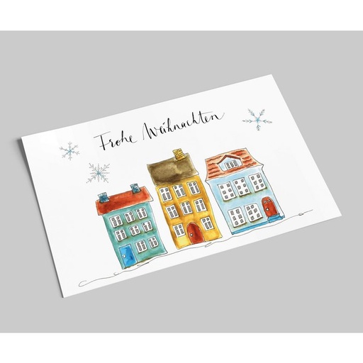 [SW10427.1] Annelis Art - Postkarte - Frohe Weihnachten, winterliche Häuser