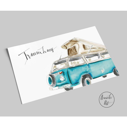 [SW10066] Annelis Art - Postkarte - Traumhaus, Bulli Aufstelldach